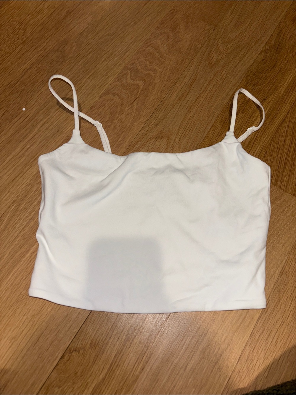 Aritzia White Spaghetti Strap Crop Top